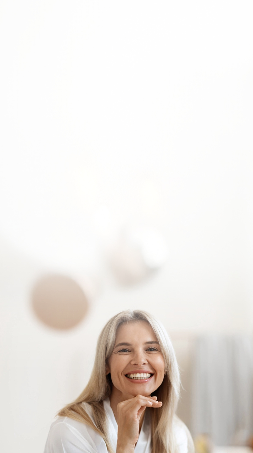 Woman smiling couch beauty clinic