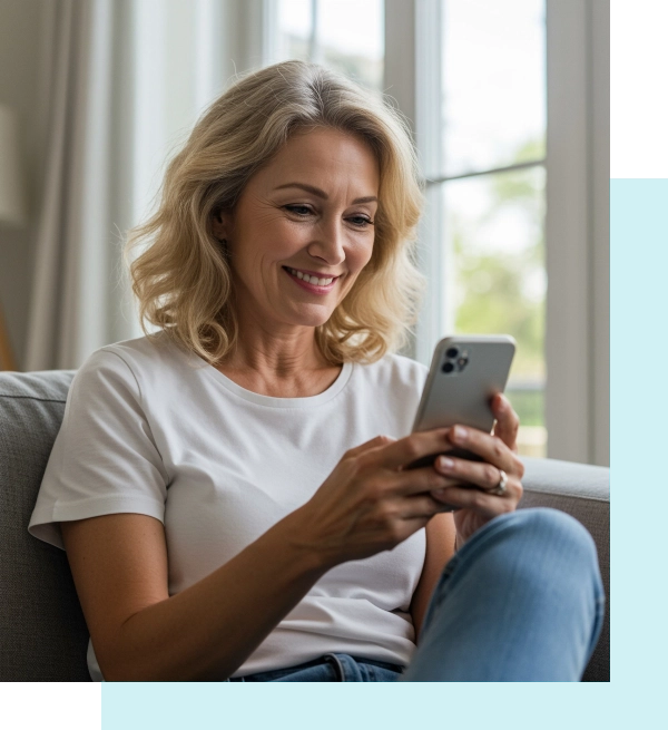 Middle aged woman using phone